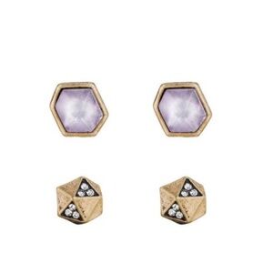 Chloe + Isabel Geovista Duo Studs Earrings Light Amethyst & Crystal Pave